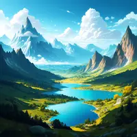 anima - fantasy landscape with mountains and lake