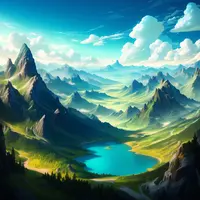 anima - fantasy landscape with mountains and lake