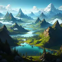 anima - fantasy landscape with mountains and lake