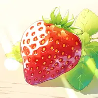anima - anime, a strawberry shaped like a penguin, natural light
