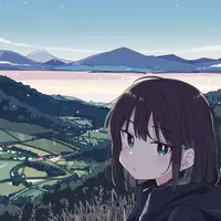 wanima-cute - 1girl, portrait, outdoors, scenery, mountainous horizon
