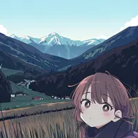 wanima-cute - 1girl, portrait, outdoors, scenery, mountainous horizon