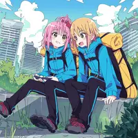 wanima-cute - 1girl, 1boy, hinamori amu, sitting, side-by-side, hiking clothes, ruins, city, shugo chara!