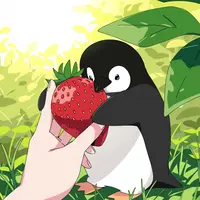 wanima-cute - anime, a strawberry shaped like a penguin, natural light