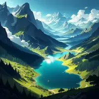 wanima - fantasy landscape with mountains and lake