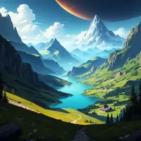 wanima - fantasy landscape with mountains and lake