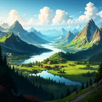 wanima - fantasy landscape with mountains and lake