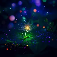 wanima - macro photo, rainy forest, 1girl, glowing, night, fantasy, fairy forest, colorful details, bokeh